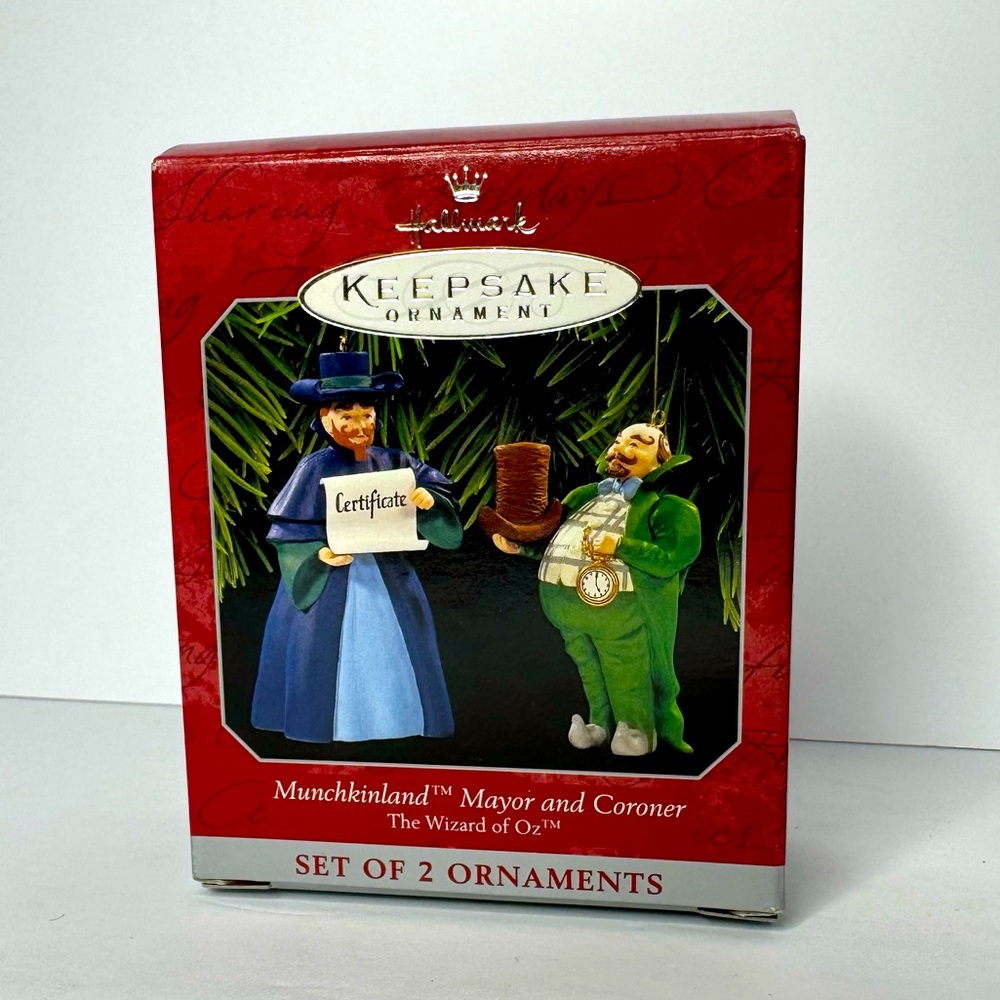 Hallmark Keepsake Wizard of Oz Munchkinland Mayor and Coroner Ornament Set